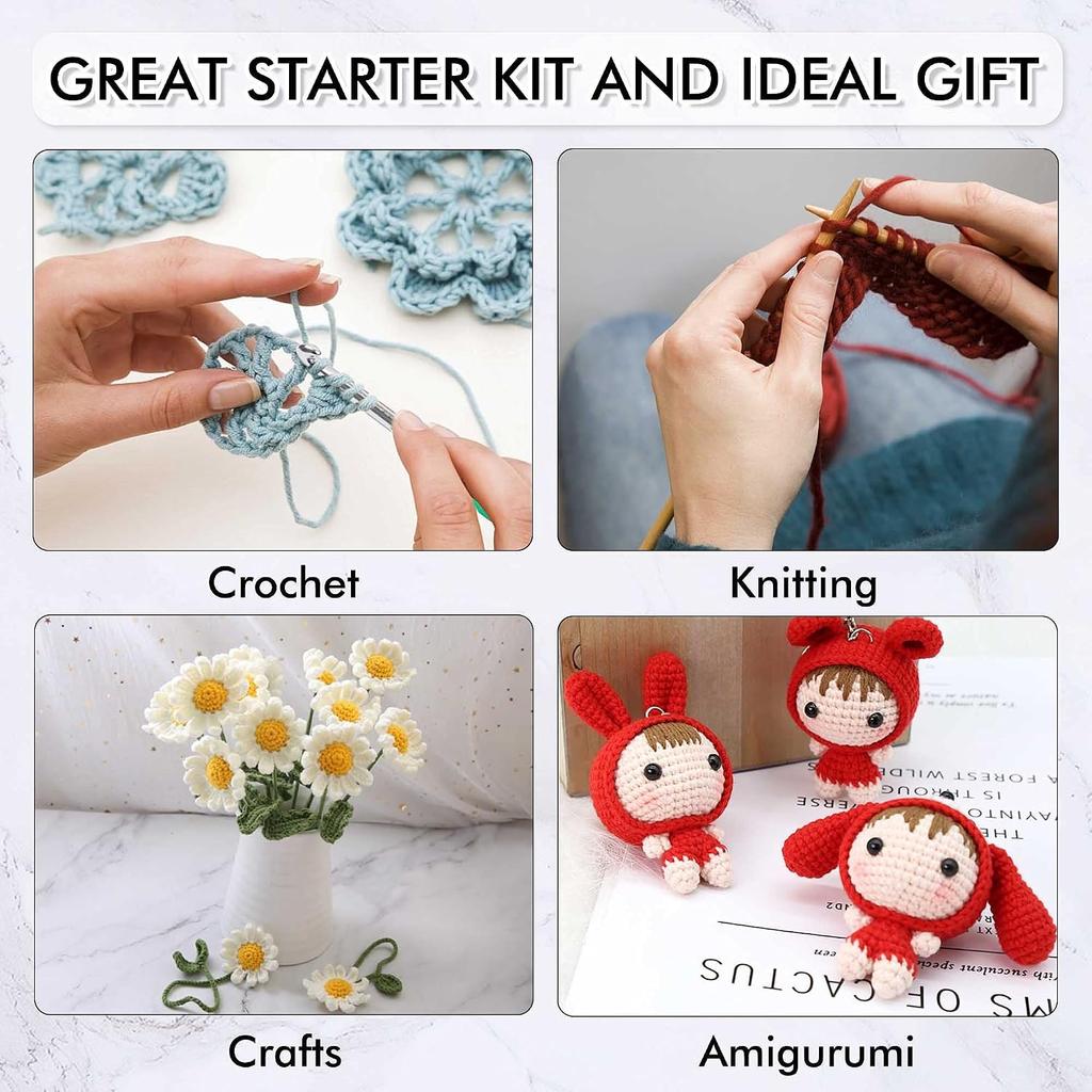 62 Acrylic Yarn Skeins, 2170 Yards Yarn for Knitting and Crochet, Includes 2 Crochet Hooks,2 Weaving Needles,10 Stitch Markers, Perfect Beginner Kit