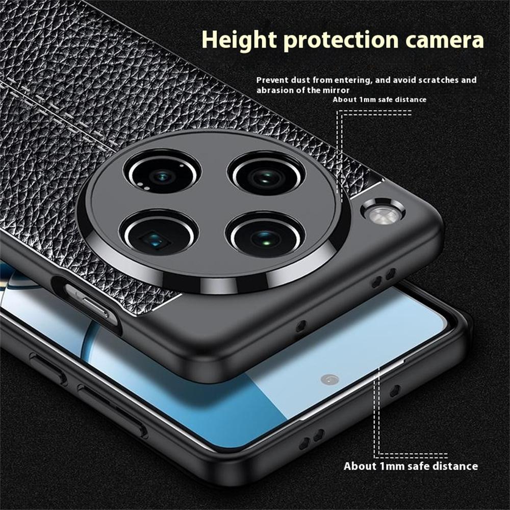

For Oppo Find X8 5G Case Litchi Texture TPU Flexible Phone Cover,Black A
