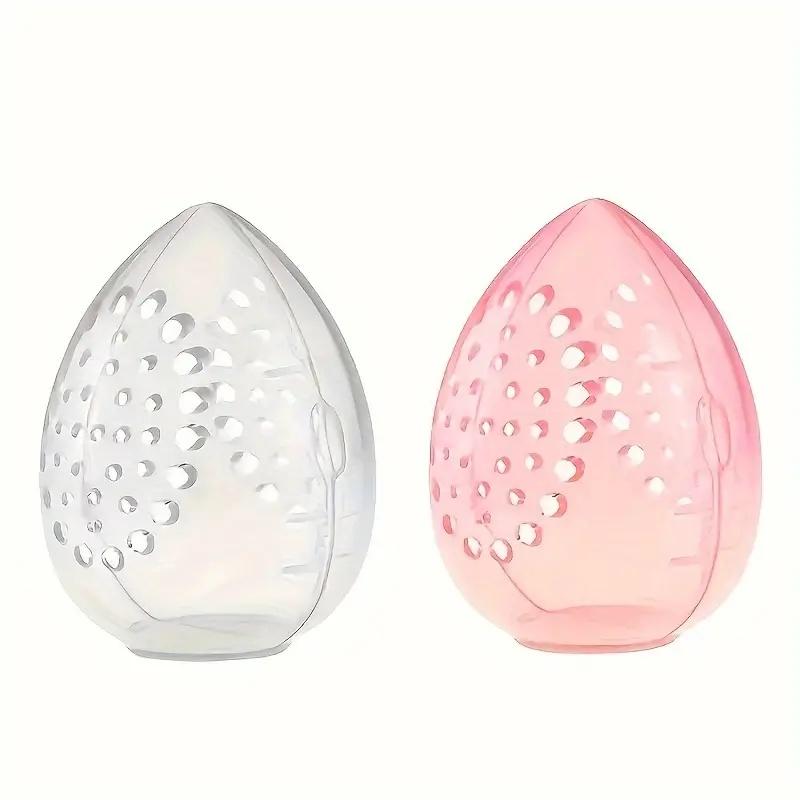 

2pcs Protective Makeup Sponge Travel Case - Breathable Beauty Blender Holder Clear Storage Box - Travel Accessories розовый