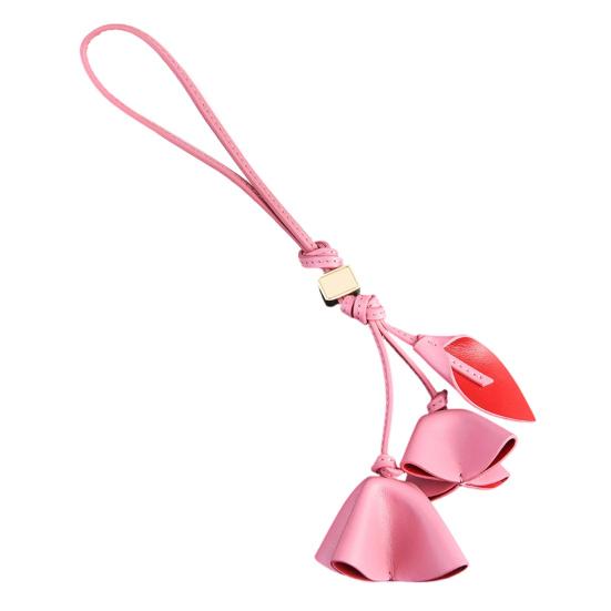 Bag Pendant Imitation Leather Rose Petal Design Keychain Charm with Long Tassel Lightweight Tote Bag Accessory