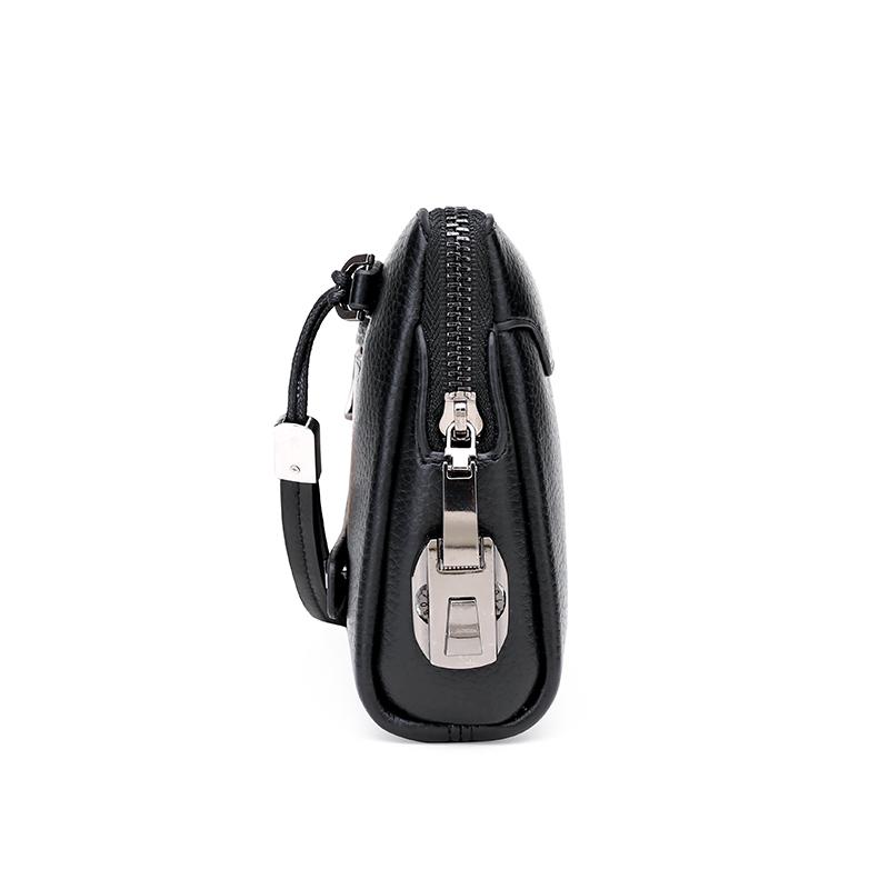 Fashion Business Men's Handbag Clutch Bag Anti-theft Lock PU Leather Male Waist Bag 3 Layers Design Stylish Men's Money Pouch