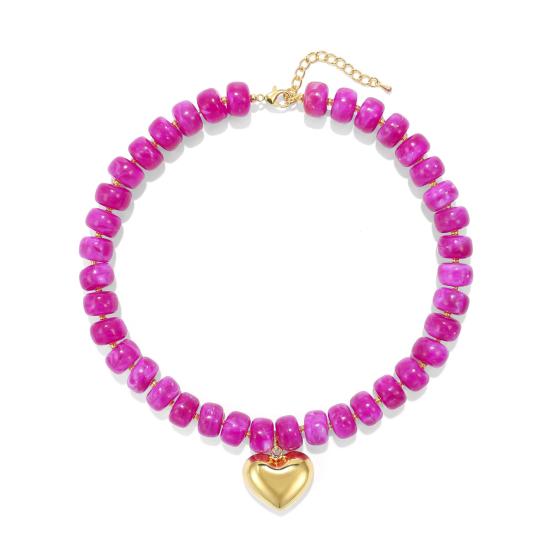 Klobiger Bunter Perlen-Choker Harzperlen-Halskette Boho Urlaubs-Halskette für Damen Tägliches Tragen Sommer Strandurlaub Schmuck