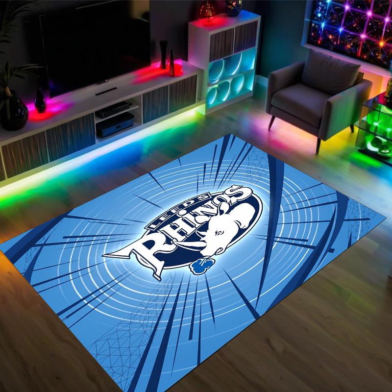 Leeds Rhinos Design Crystal Velvet Carpet Cozy Non?Slip Printed Rug For Bedroom Living Room Entrance