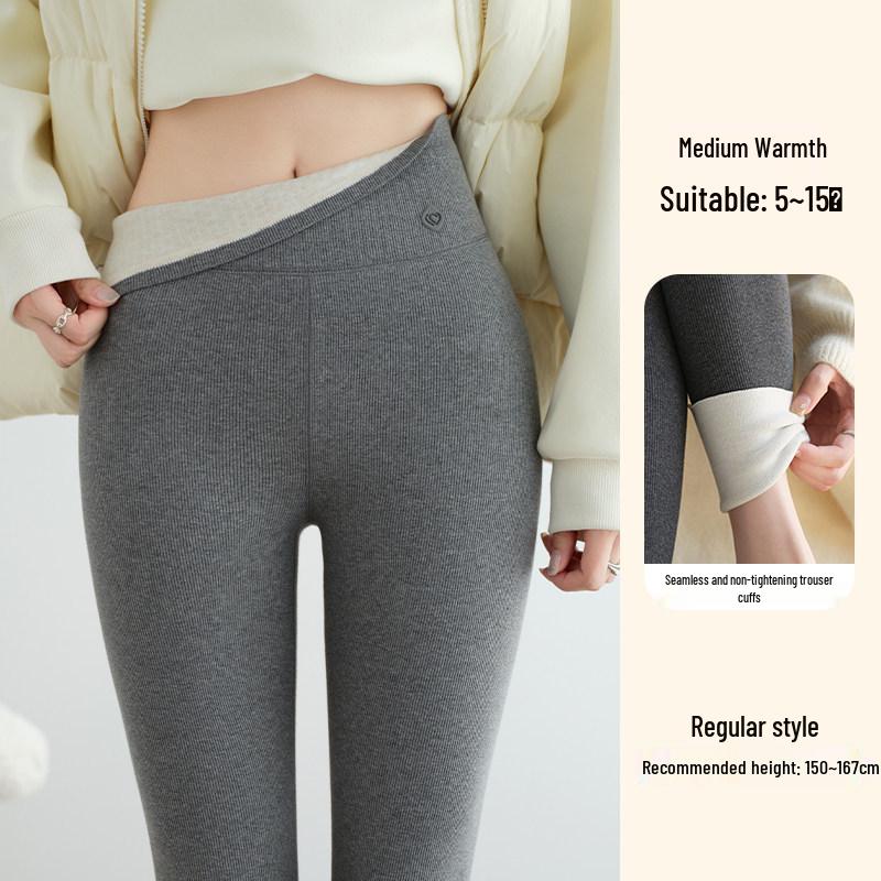 Women's High-Waist Wool Leggings: Warm, Seamless, Thickened, Plus Velvet, Slimming Cotton Pants for Autumn and Winter.
