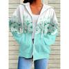 Autumn and Winter Directional Floral Print Hooded Casual Jacket