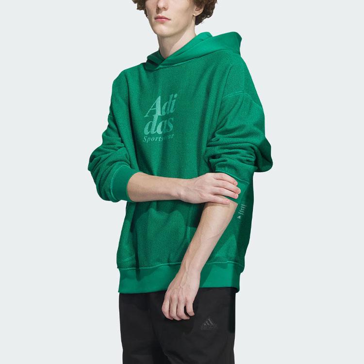 Adidas Reversible Hoodie With Letter Logo Print Unisex Hoodies Smoke-Green IZ1617