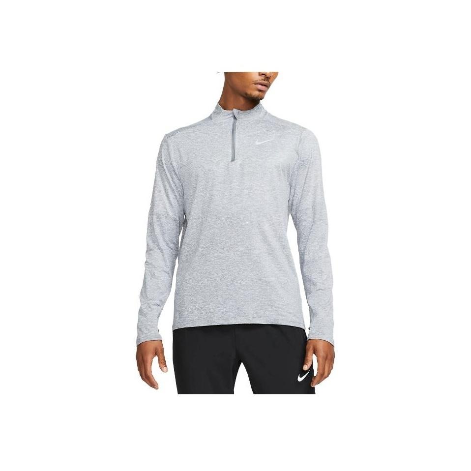 Nike Solid Color Crew Neck Half Zip Long Sleeve T-Shirt Men Tops Light-Gray DD4756-084