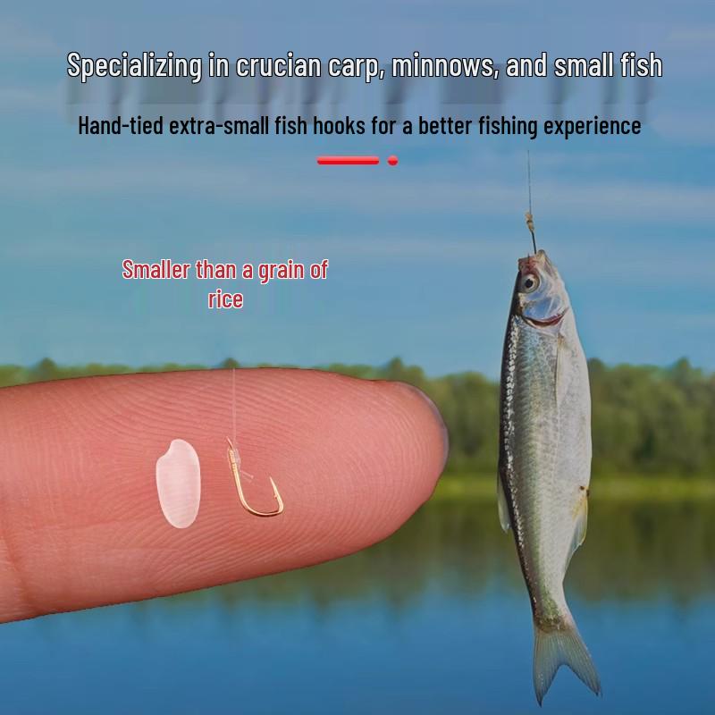 Gold Sleeve Double Hook Barbless Finished Fishing Hook for Crucian Carp and Wild Stream Fishing