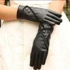 PU Leather Lace-trimmed Gloves Winter Warm Outdoor Cycling Gloves Fashion Touchscreen Gloves