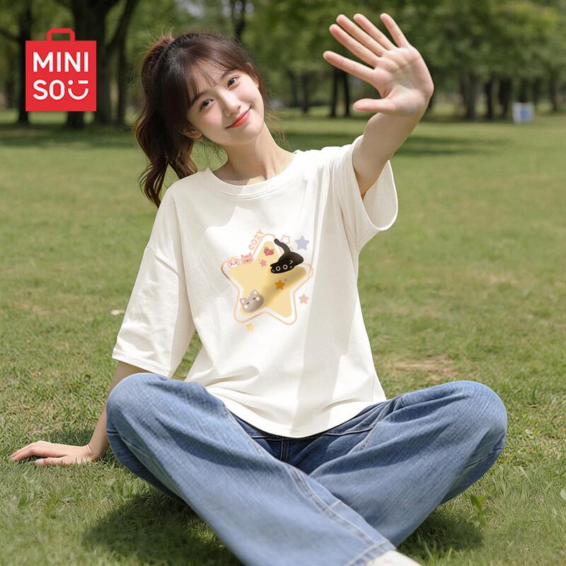 MINISO Women s Pure Cotton Short Sleeve T-Shirt M