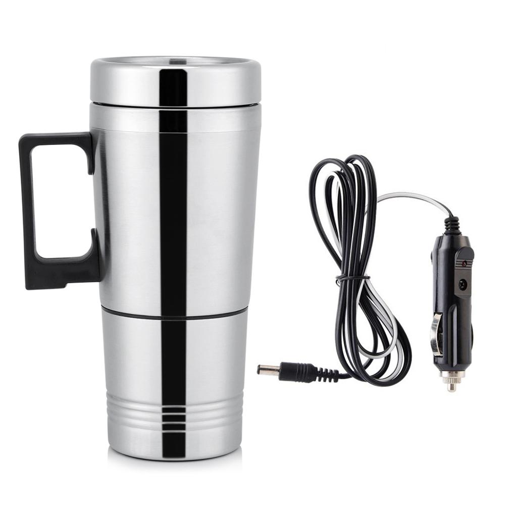 Car Heating Cup 12/24V Water Heater Kettle Electric Coffee Tea Boiling Heated Mug Water Travel Kettle For Car