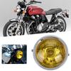 Retro Yellow Lens Motorcycle Round Modified Front Headlight Fits for CG125 GN125 (Electroplate)