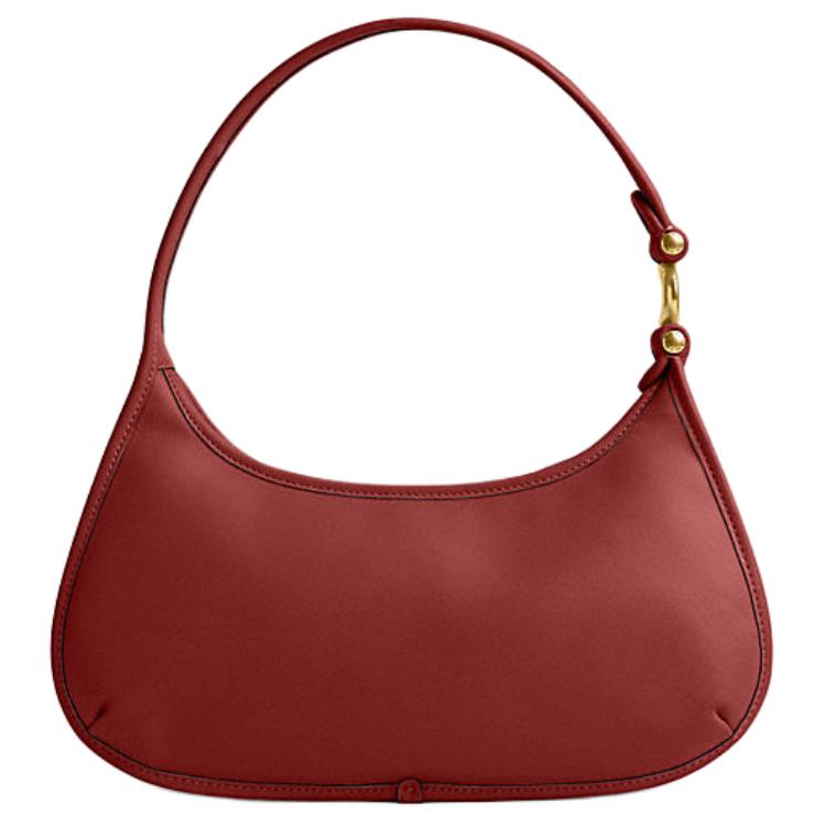 Coach Eve 31 Solid Color Pleated Hardware Zipper Closure Glove Tanned Leather Saddle Bag Shoulder Handbag Large Women Handbags Red CM530-B4E5D