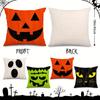 4pcs Halloween Pillow Covers 18*18Inch Linen Blend Throw Pillow Cover Pumpkin Cat Ghost Pattern Cushion Cover for Home Couch