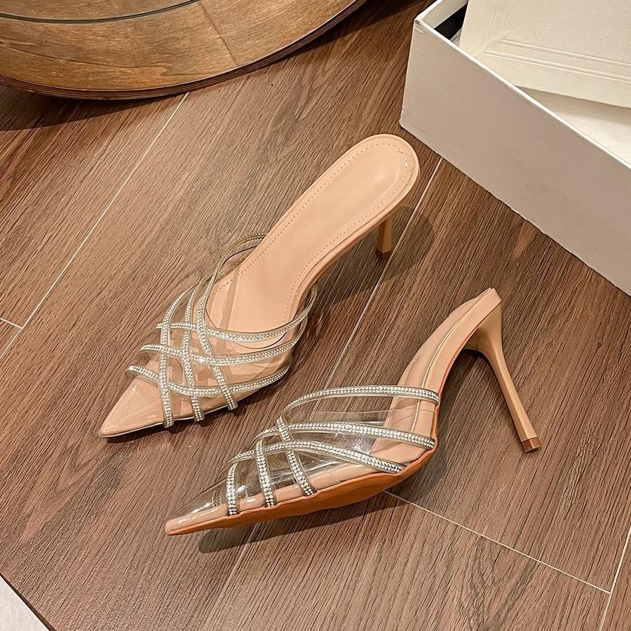 

Beautiful outside sandals banquet stiletto high heels women s summer wear foreign transparent slippers 2025 pointed 34 абрикосовый
