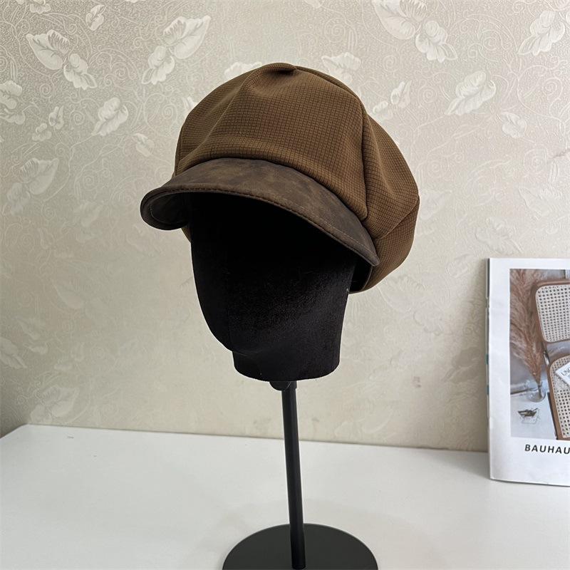 Cloud beret women's autumn and winter British retro star anise hat can be worn before and after the face small leather cap