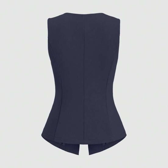 Dámské blejzrové šaty vestového střihu elegantní business bez rukávů oblekové vesta ležérní na knoflíky do kanceláře