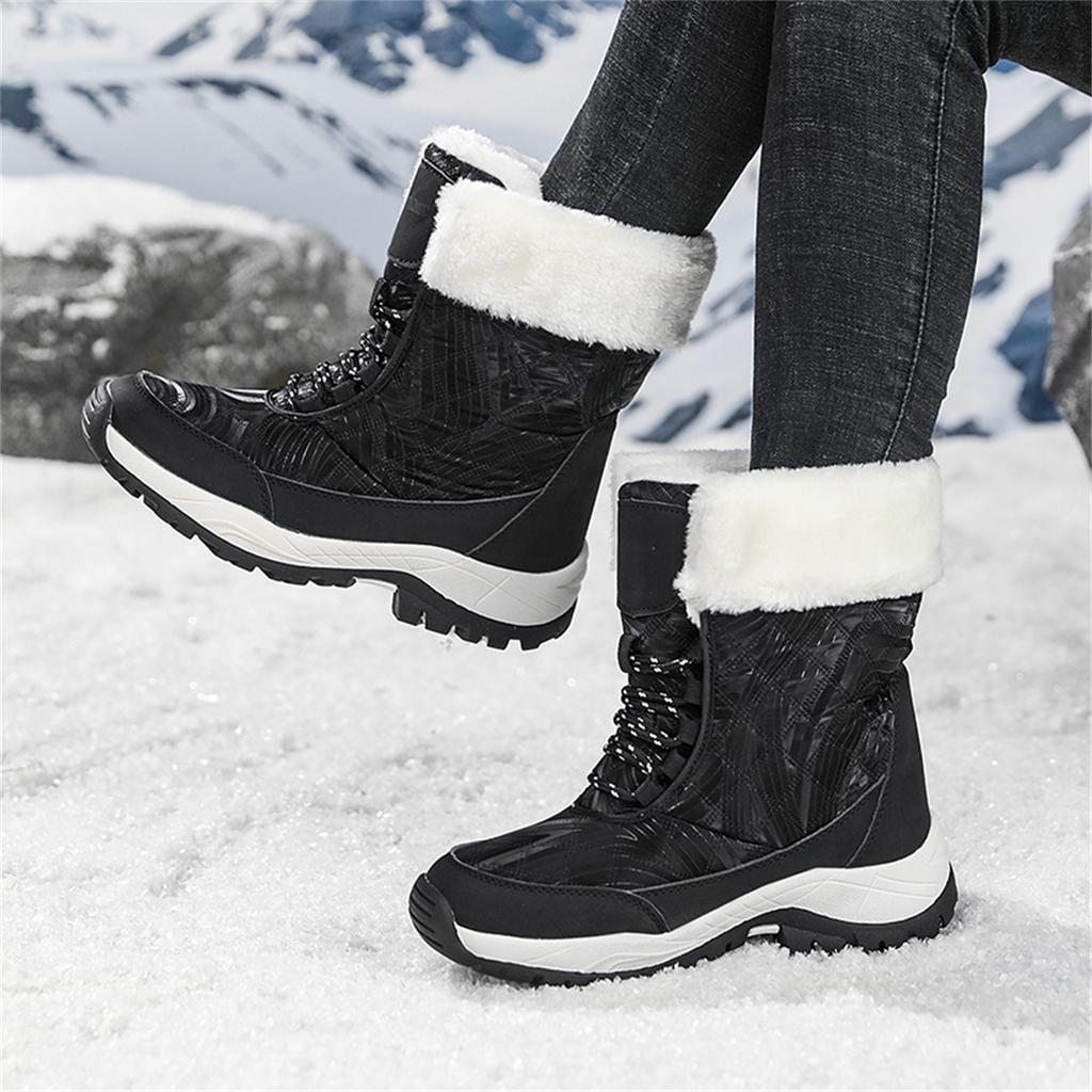 TUINANLE Winter Thick Women's Snow Boots Warm Plush Mid-calf Boots Non Slip Platform Snow Boot Casual Female White Shoes