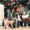 NOLITOY 10Pcs Mini Christmas Trees Decor Artificial Christmas Tree Bottle Brush Trees Sisal Snow Pine Trees with Wooden Base for Christmas Decor