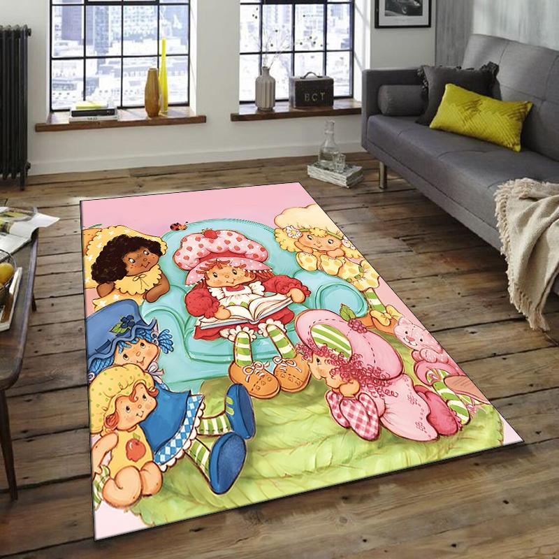 1pc Strawberry Princess4 Design Area Rug - Non-Slip, Soft & Cozy Floor Mat for Living Room, Bedroom, Office - Indoor/Outdoor Decorative Carpet