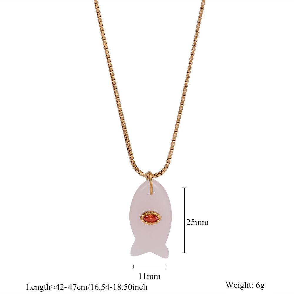  Waterproof Stainless Steel Stone Fish Clavicle Pendant Necklace for Women New Arrivals Trend Jewelry Gift 2025