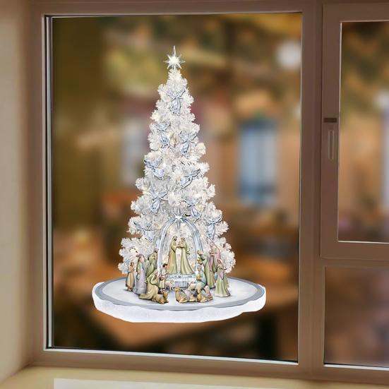 Wall Sticker Decorative Adhesive PVC Jesus Cross Santa Claus Christmas Tree Window