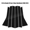 6pcs/set Window Decal Pillar Posts Sticker Cover Door Trim Car Accessories Glossy Black For Honda Fit/Jazz 5 Door Hatchback 2008-2013