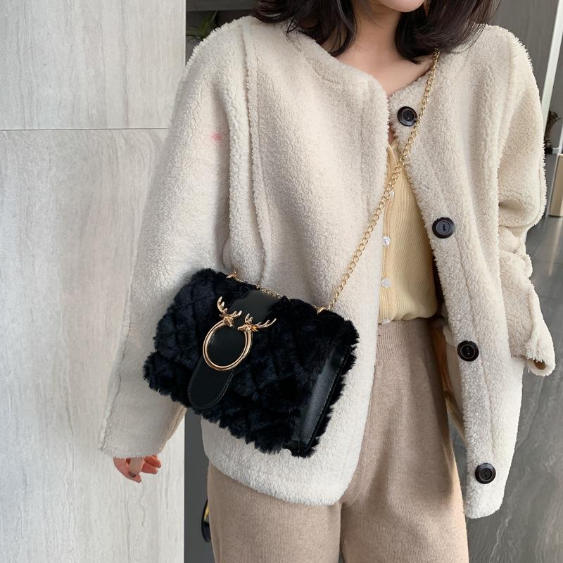 Small bag women's 2025 new fashion chain bag lamb wool plush shoulder bag messenger bag
