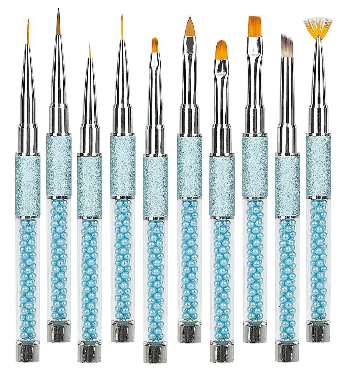 

Acrylic Nail Art Brushes set With Cap, 10 Pcs Acrylic Rhinestone Handles Nail Art Pens