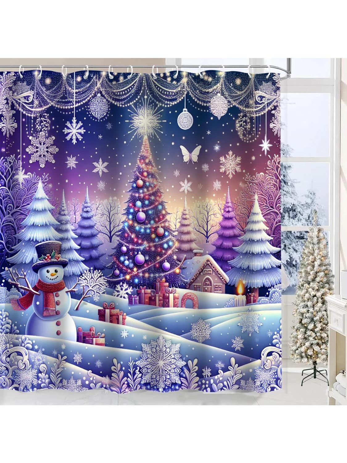 

Merry Christmas Treebathroom Shower Curtain Waterproof Fabric Bathroom Curtain With 12 Hooks Sunflower Home Deco W60H190(CM)-1 Pcs