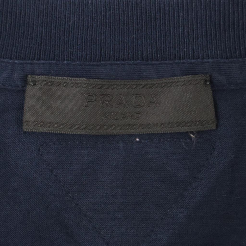 PRADA UMJ492 Navy Triangle Logo Crew Neck T-Shirt tops M NavyUsed