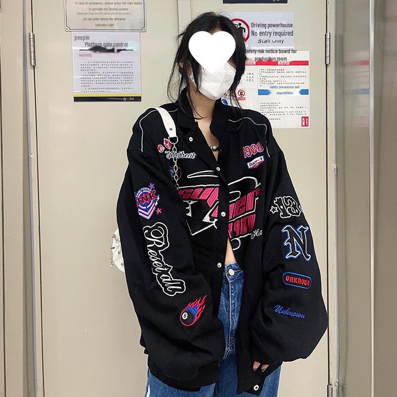 Men's Oversize Trendy Motorcycle Baseball Jacket - Spring/Autumn