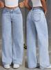 Retro High Waist Drapey Wide Leg Jeans