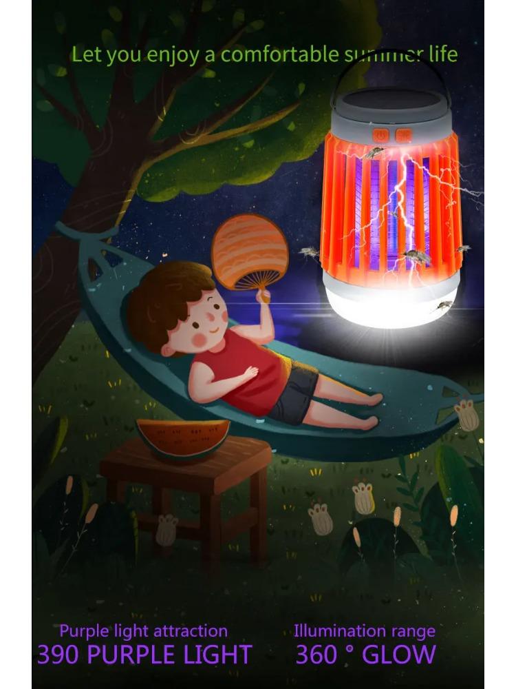 Electric Mosquito Killer Lamp UV Light Bug Zapper Trap Solar Charging Rechargeable Summer Fly Swatter Insect Killer Light