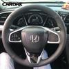 Full Black Leather Car Steering Wheel Cover for Honda Civic 10th CRV Clarity LX 2016-
