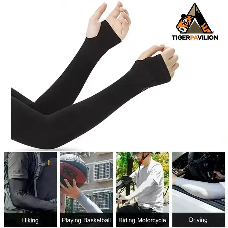 Zomer Koele Armmouw Vinger Sleeve IJskoel Hoge Elasticiteit Buiten Fietsen Vingerloos Vissen Aangepast IJszijde Mouw