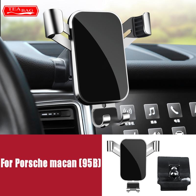 LHD Adjustable Car Phone Holder For Porsche Macan Cayenne Paramela 718 Gravity Mount Navigation Bracket Car Interior Accessories