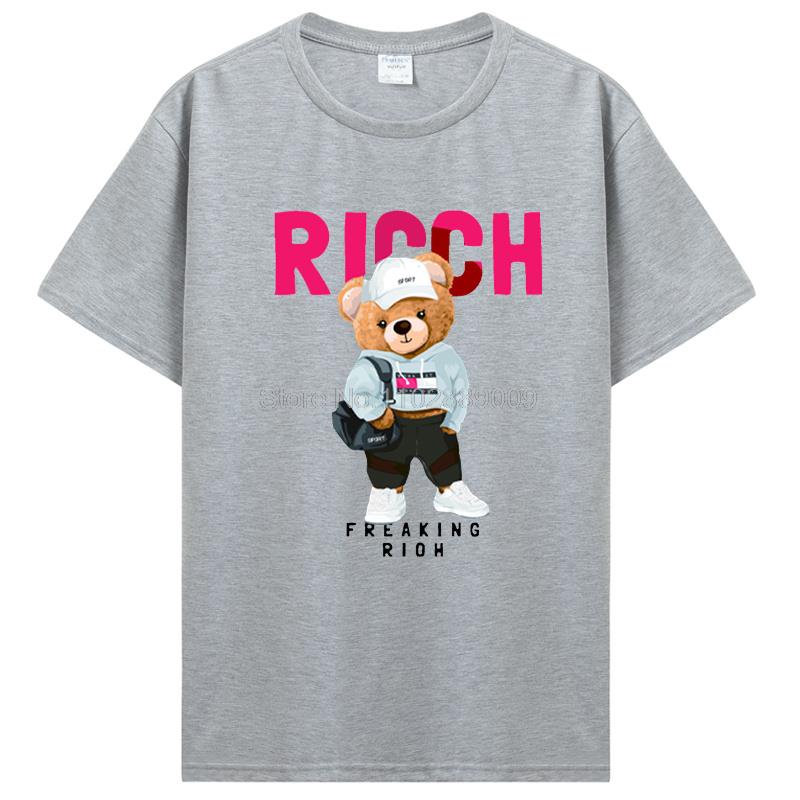 Teddy Bear Playing Badminton Tshirt Exercise Clothing T-shirt Graphics Kawaii Men Women Short Sleeve Printed T Shirt Top Tees