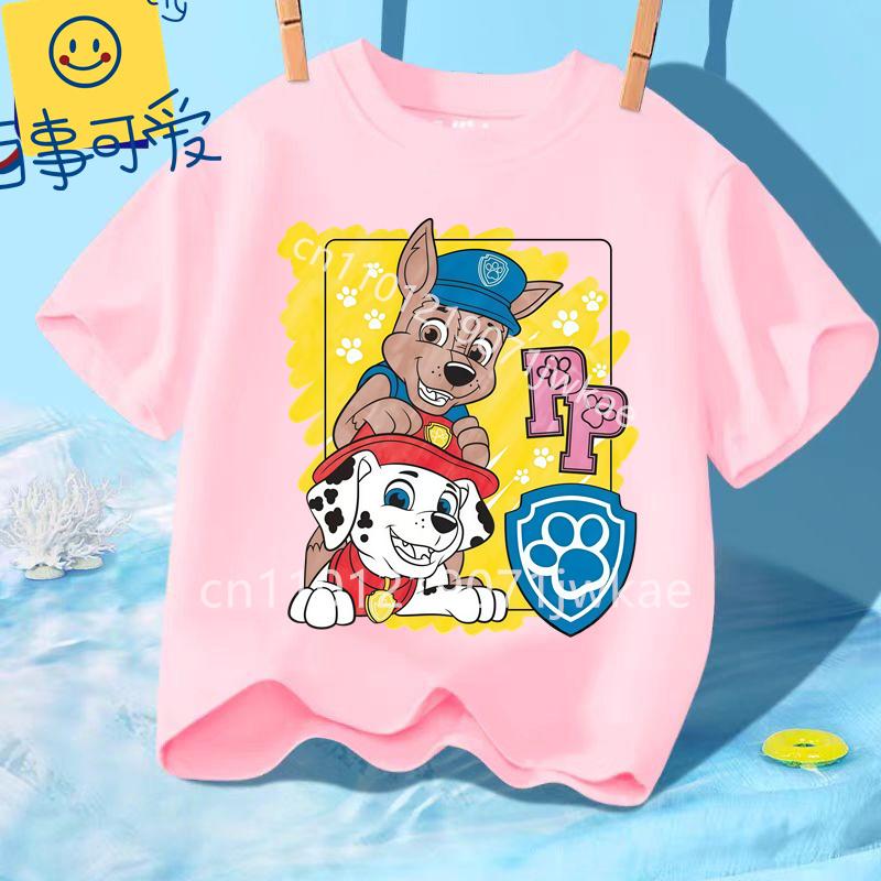 Summer Kids Korean Clothes Baby Casual Tees Cute Birthdays Gifts Paw Patrols Girl Boys T Shirt Cartoon Skye Short Sleeve Tops