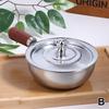 Single-Person Heat-Resistant Stainless Steel Pot Wood Handle For Fruit Salad Yogurt Breakfast Kitchen Cooking Bowl