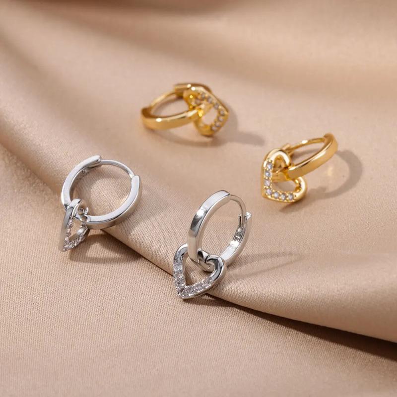 Zircon Heart Pendientes Earring For Women Stainless Steel Gold Color Piercing Earring 2025 Trend Jewelry aretes Accesorios mujer