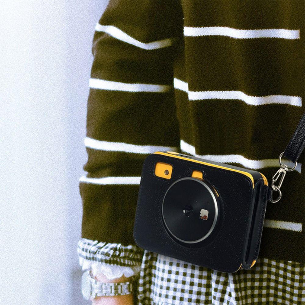PU Leather Instant Camera Case Shockproof Anti Scratch Storage Bag Solid Color Portable for Kodak Mini Shot 3 Retro C300R