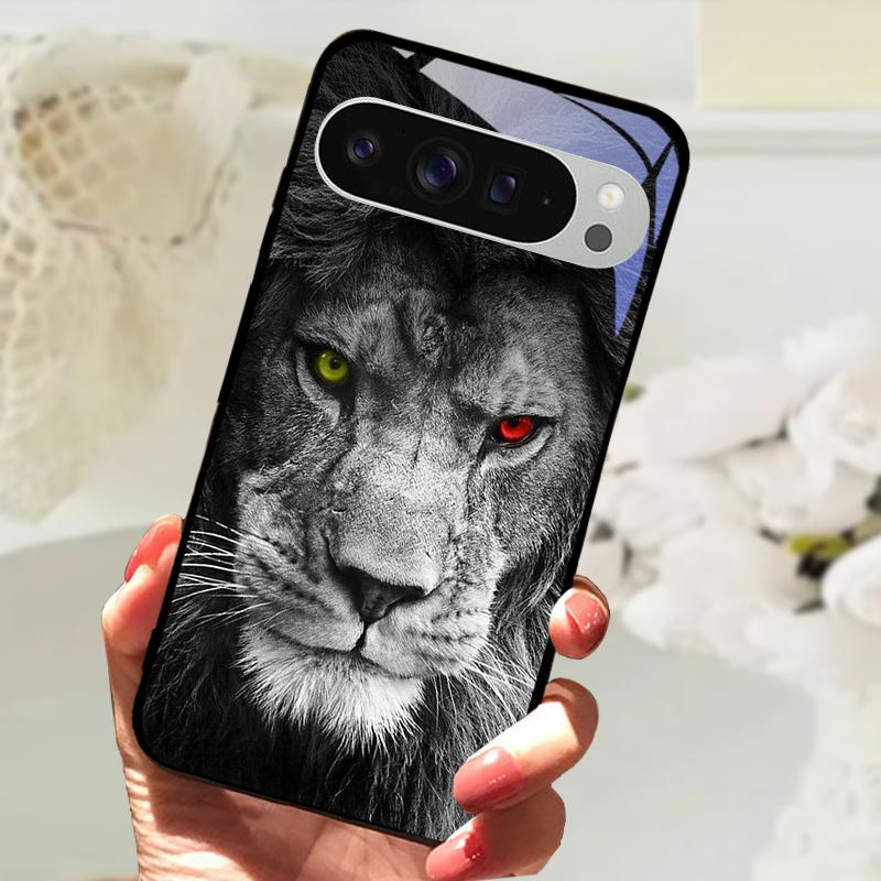 Gehärtetes Glas Handyhülle Für Google Pixel 9 Pro XL Hartes PC Funda Für Google Pixel 9a Pixel9 5G Niedliches Tier Glas Rückseite