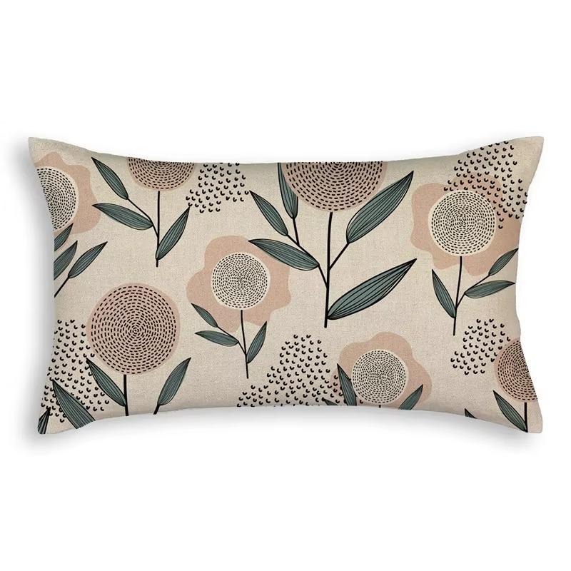 Sunflower Leaves Flowers Pattern Print Decorative Bedroom Living Room Office Cushion Cover Home Decor Rectangular Pillowcase