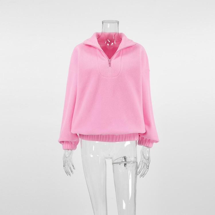 Autumn Winter New Women Casual Outerwear Top French Minimalist Loose Fit Fashion Sports Sweatshirt Solid Color
