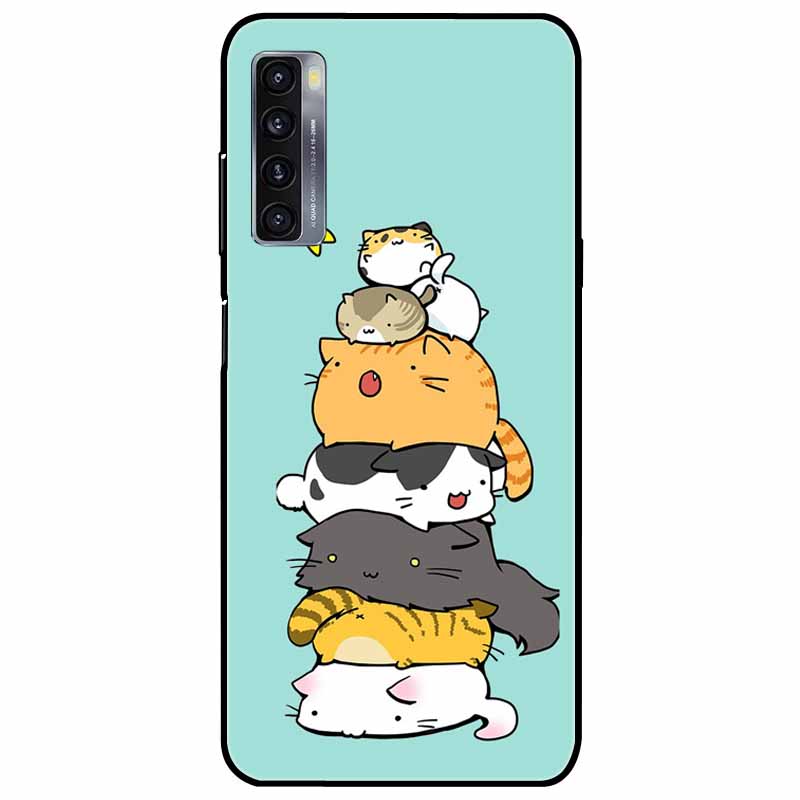 For TCL 20L Plus Case 20L+ Silicone Soft Shockproof TPU Back Cover for TCL 20S 20L Case Black Bumper Painted Funda TCL20S Capa