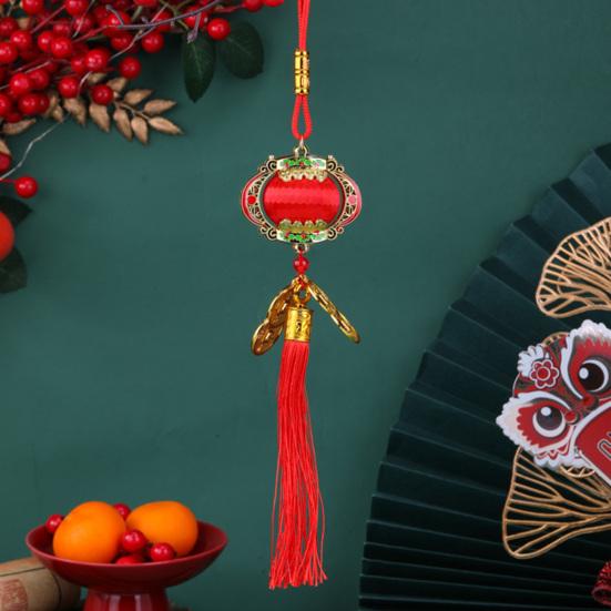 Red Chinese Lanterns Mini Decorative Lucky Hanging Lanterns Decoration with Coins And Tassel for New Year Wedding Party Spring Festival Home Decor