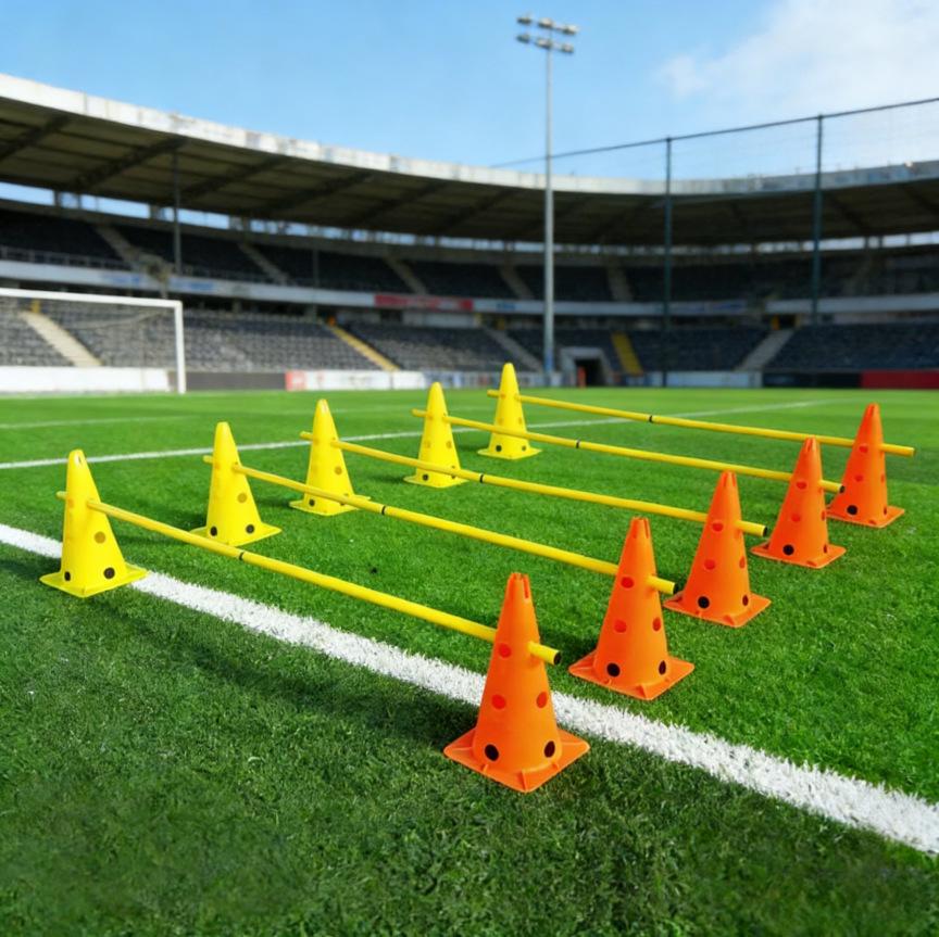 Adjustable Multi-Functional Agility Cones, Poles & Hurdles for Football Training & Sensory Integration