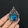Neon Blue Apatite Gemstone Pendant 999 Copper Wire Wrapped Jewelry, Handmade Antique Pendant Jewelry, Gift For Mother