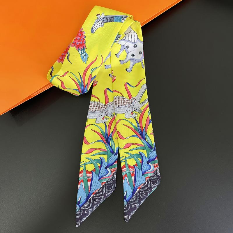 90X5Cm Animal Print Streamer Women'S New Model Emulated Silk Elephant Printed Scarf Fashion Kidnapping Ribbon Headband Scarf
